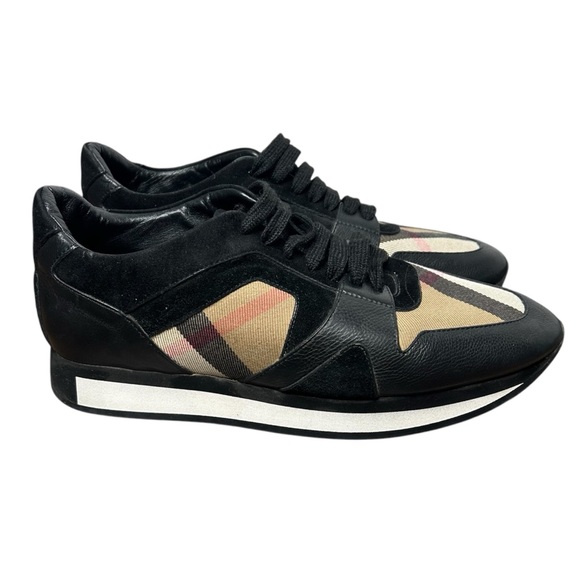 Burberry Super Nova Check Canvas and Leather Low Top Sneakers Size 41 The Field - Picture 1 of 6
